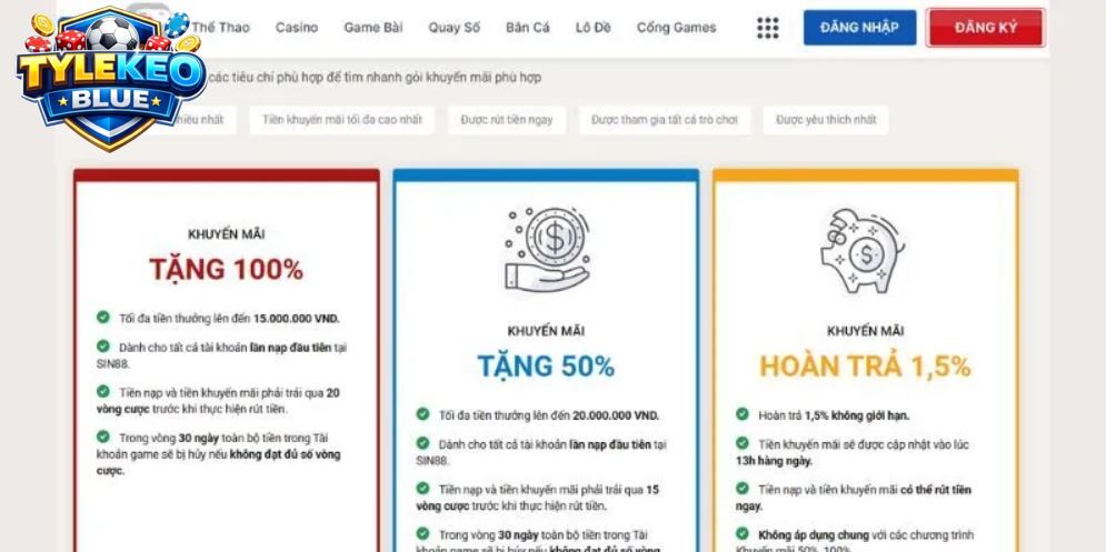 Chương trình khuyến mãi hấp dẫn chỉ có ở SIN88.